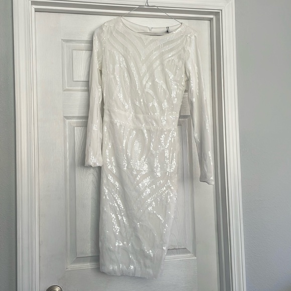 White Sequin Midi Dress - Picture 2 of 4